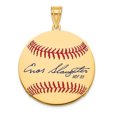 Enos Slaughter Hall of Fame Signature Medium Epoxy Baseball Pendant Gold-plated Sterling Silver GPH…