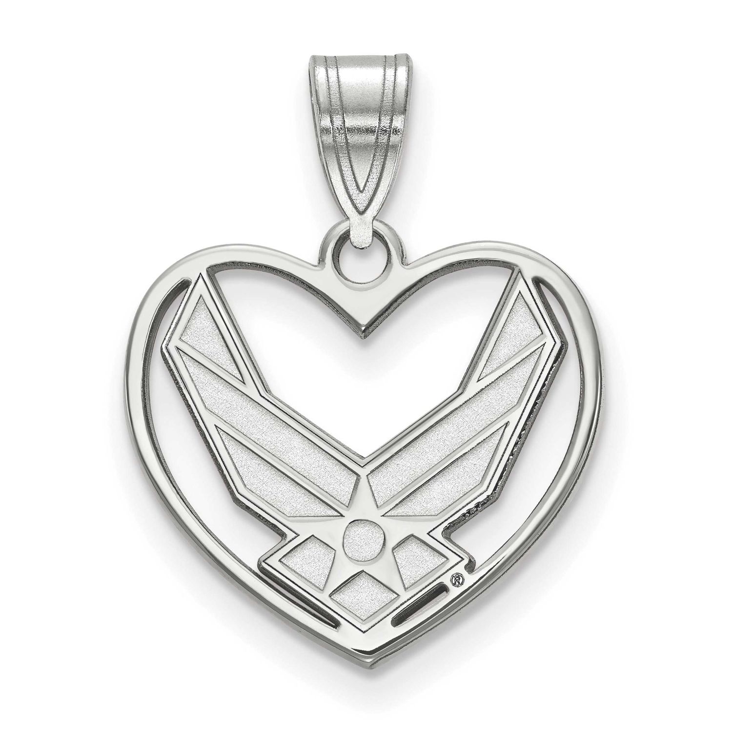 U.S. Air Force Heart Pendant Sterling Silver Rhodium-plated SS016USAF, UPC: 191101124860