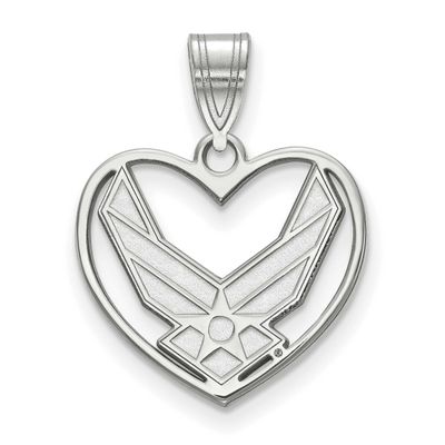 U.S. Air Force Heart Pendant Sterling Silver Rhodium-plated SS016USAF, UPC: 191101124860