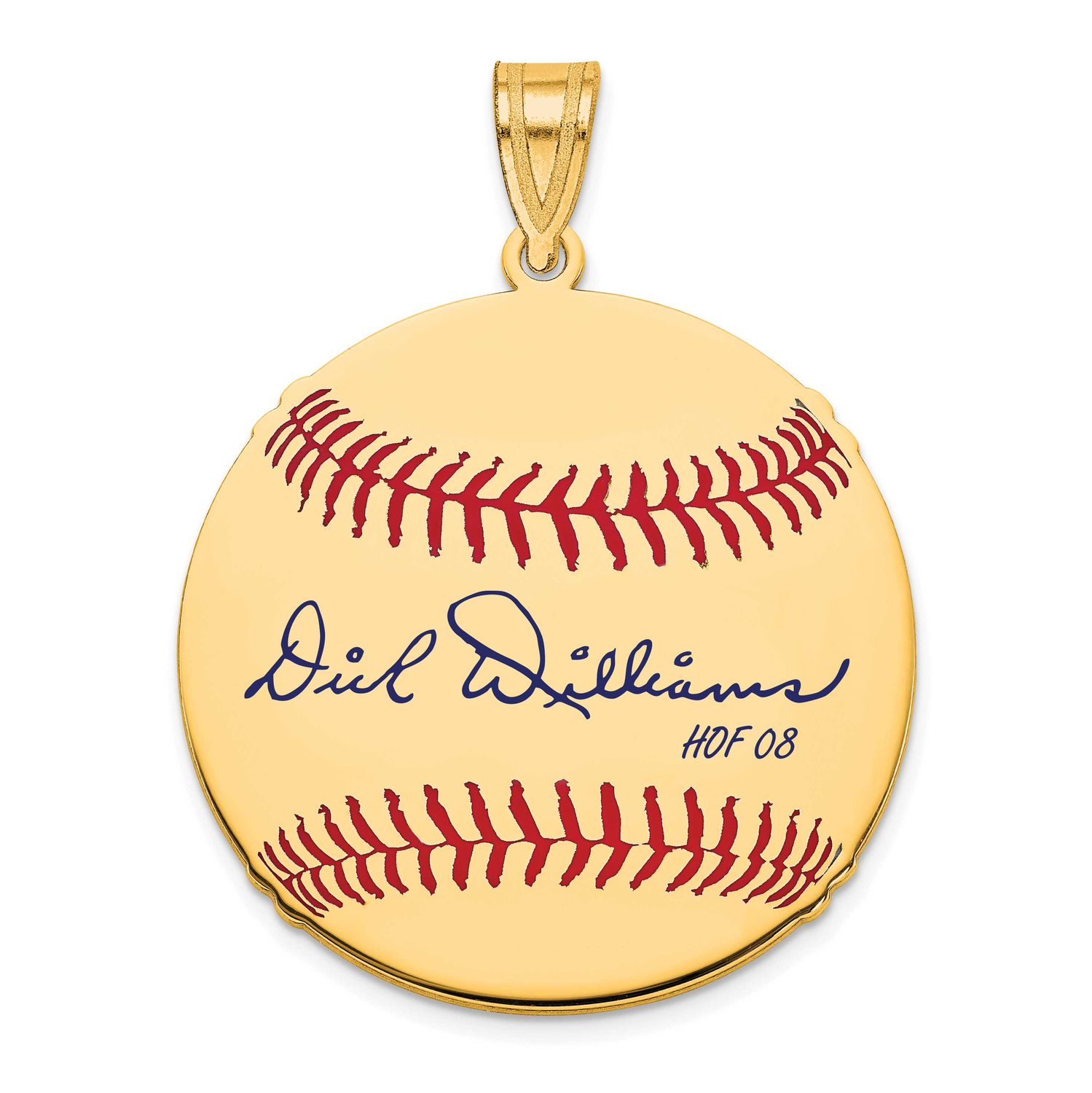 Dick Williams Hall of Fame Signature Medium Epoxy Baseball Pendant Gold-plated Sterling Silver GPHF…