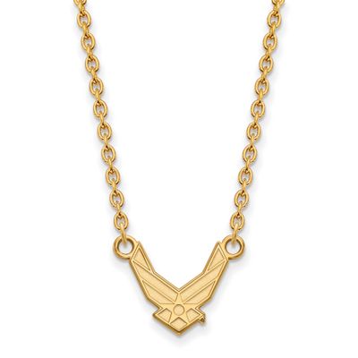 U.S. Air Force Small Pendant 18 Inch Necklace Gold-plated Sterling Silver GP013USAF-18, UPC: 191101…
