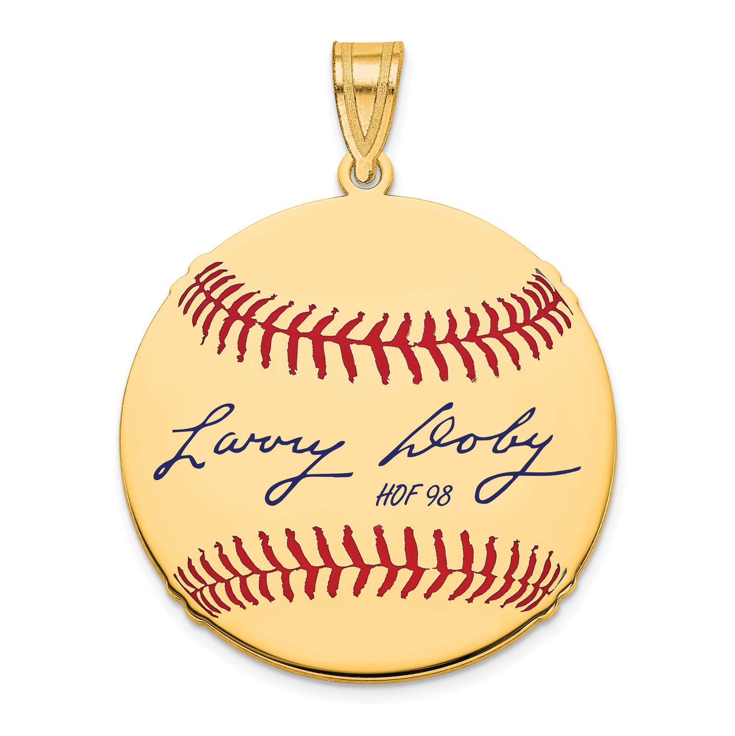 Larry Doby Hall of Fame Signature Medium Epoxy Baseball Pendant 14k Gold 4YHF10LD98, UPC: