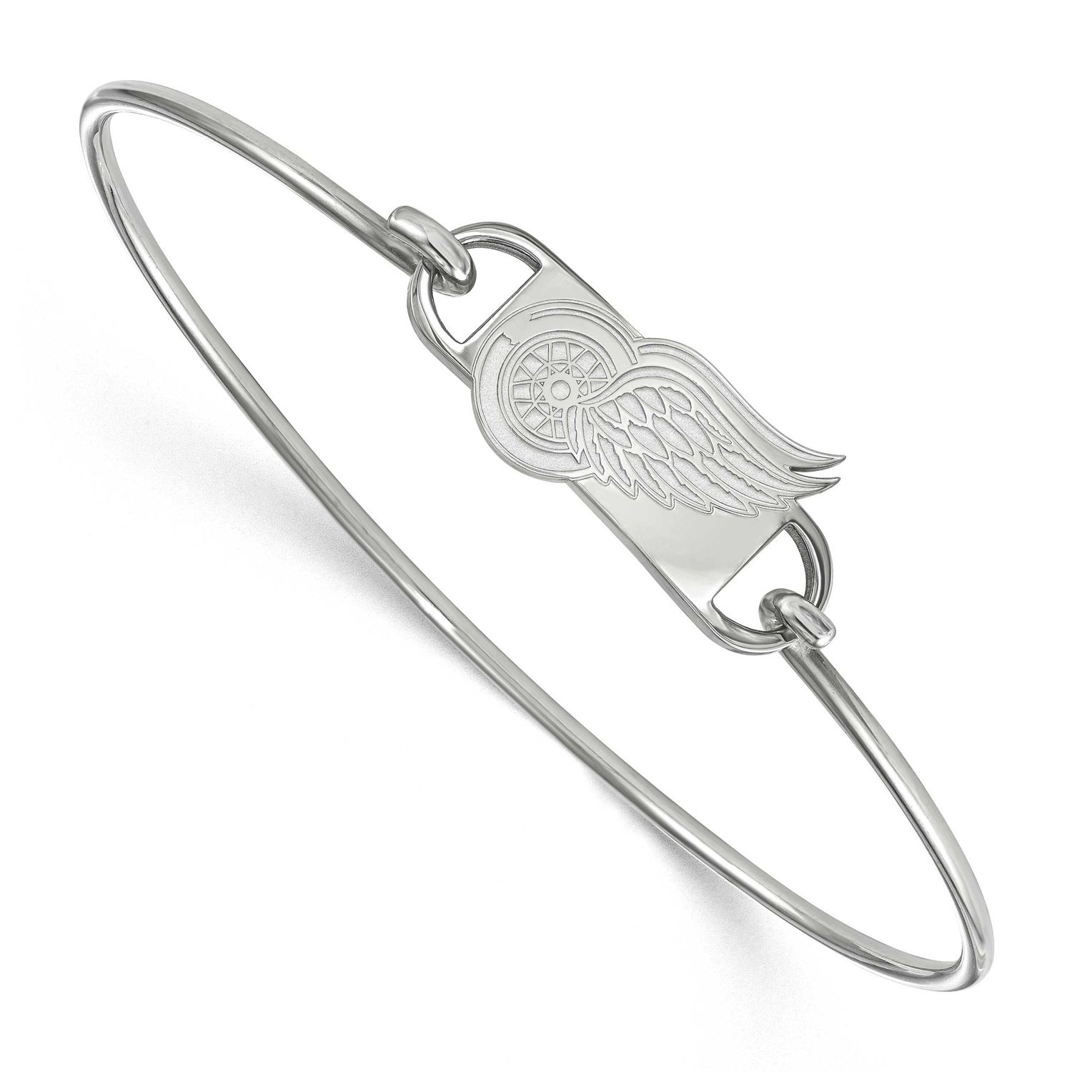 NHL Detroit Red Wings Small Center 7 Inch Wire Bangle Sterling Silver Rhodium-plated SS019RWI-7, UP…