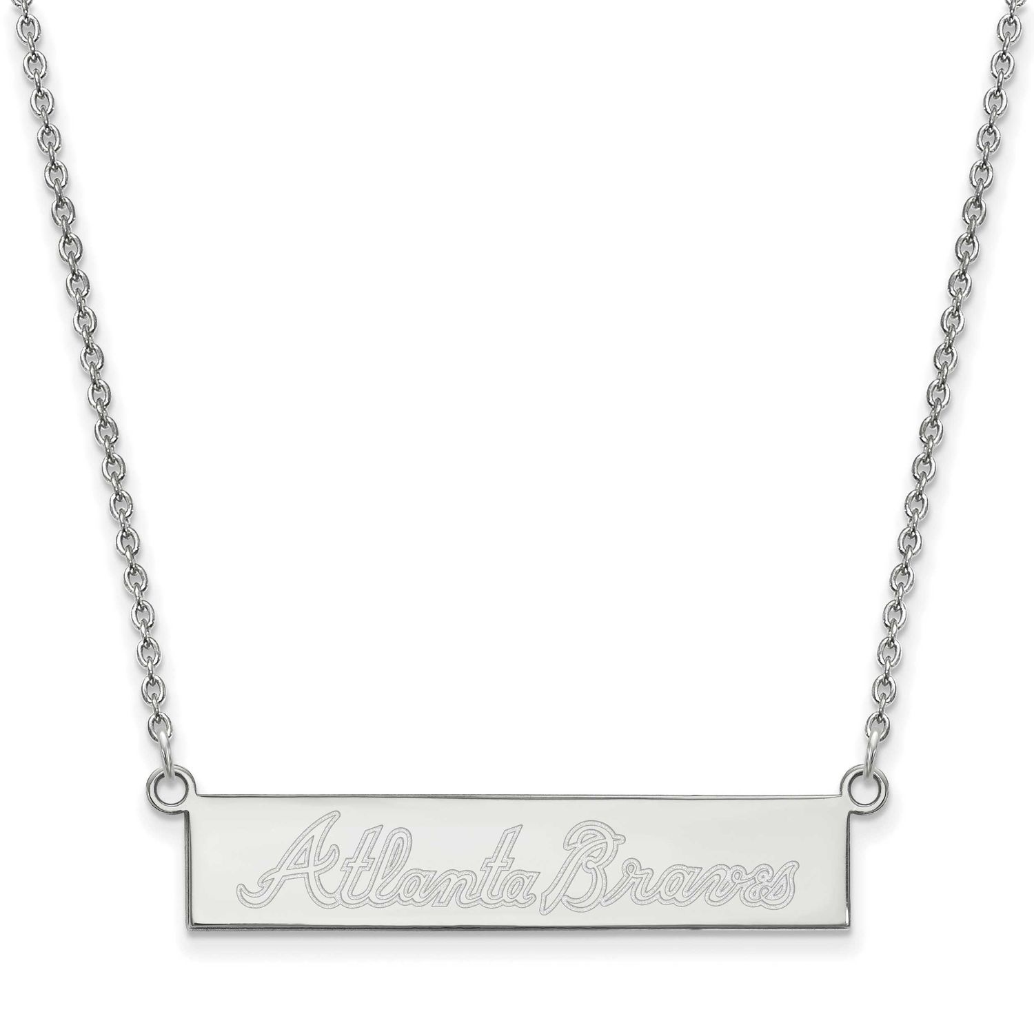 Atlanta Braves Team Script Bar 18 Inch Necklace Sterling Silver Rhodium-plated SS041BRA-18, UPC: 19…