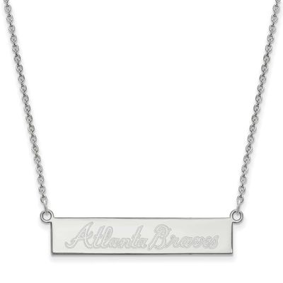 Atlanta Braves Team Script Bar 18 Inch Necklace Sterling Silver Rhodium-plated SS041BRA-18, UPC: 19…