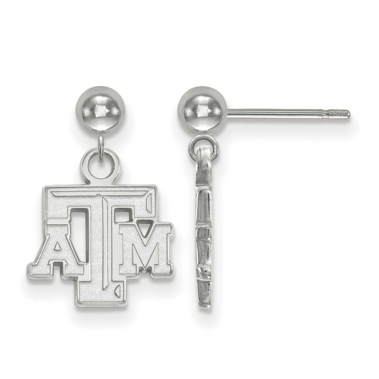 Texas A And M University T-A-M Dangle Ball Post Earrings Sterling Silver Rhodium-plated SS008TAM, U…
