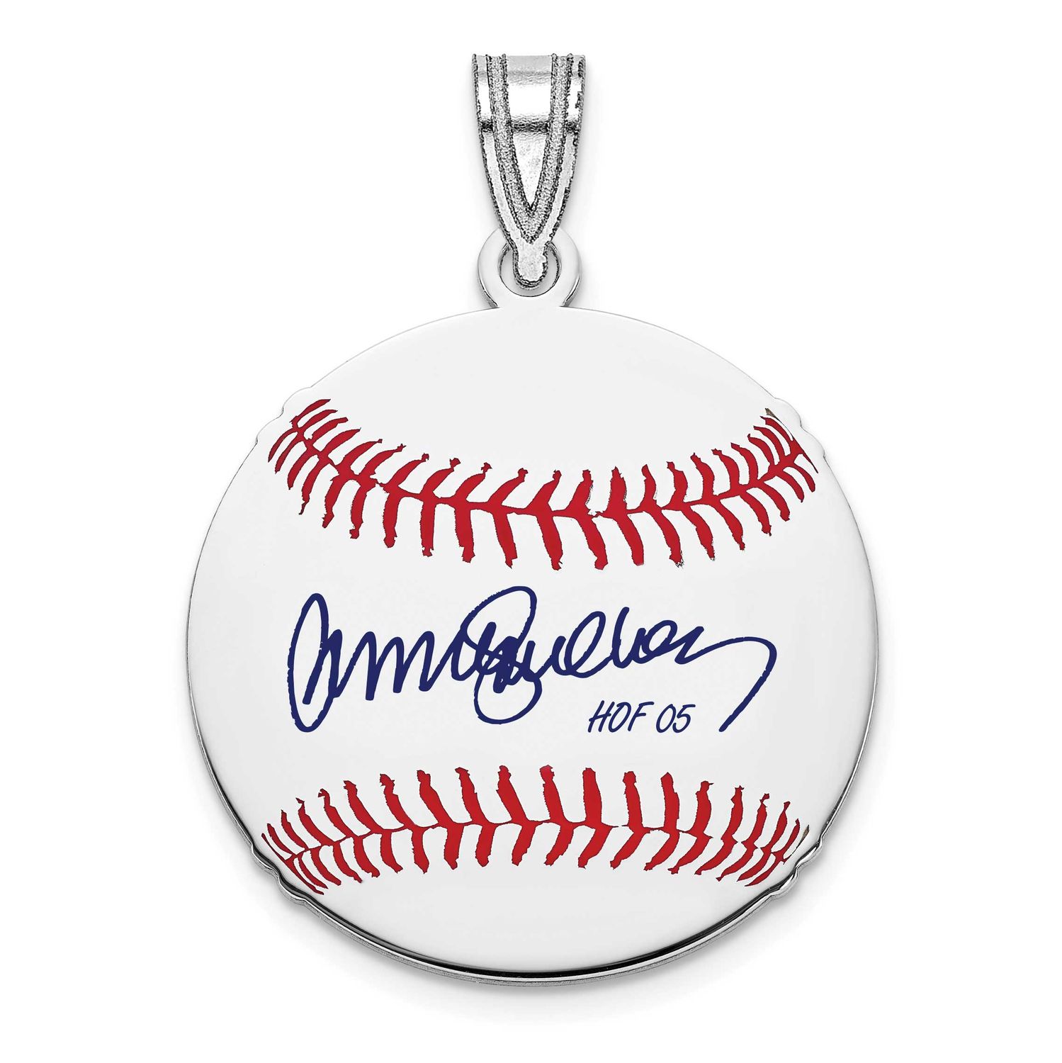 Ryne Sandberg Hall of Fame Signature Small Epoxy Baseball Pendant Sterling Silver SSHF11RS05, UPC: