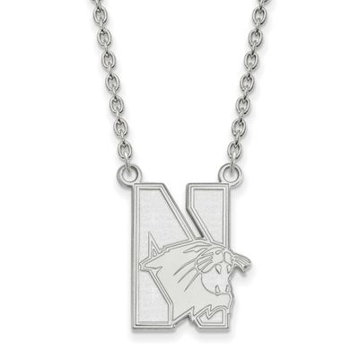 Northwestern University Large Pendant 18 Inch Necklace 14k White Gold 4W008NWU-18, UPC: 886774835297