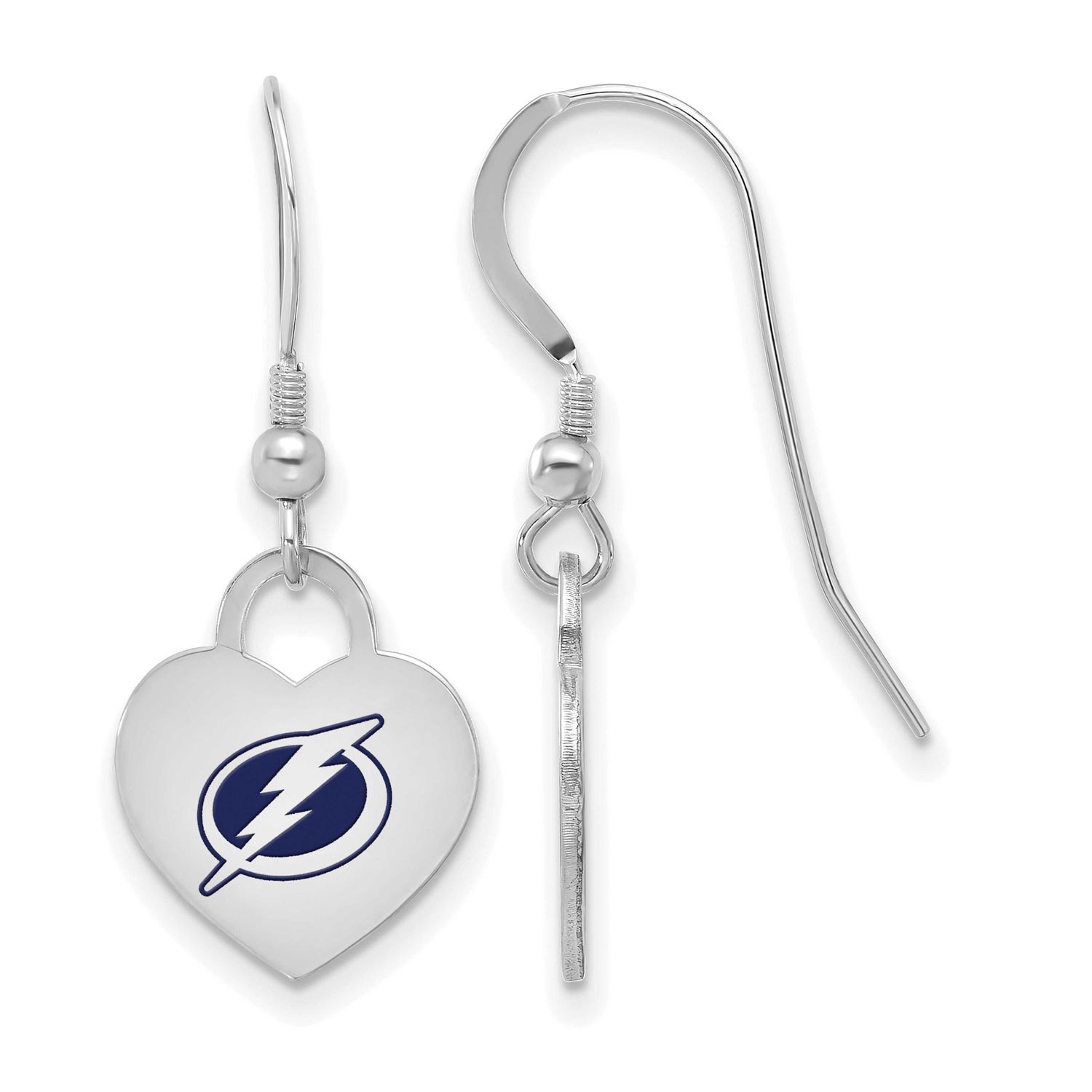 NHL Tampa Bay Lightning Enamel Heart Dangle Earrings Sterling Silver Rhodium-plated SS129LIG, UPC: …