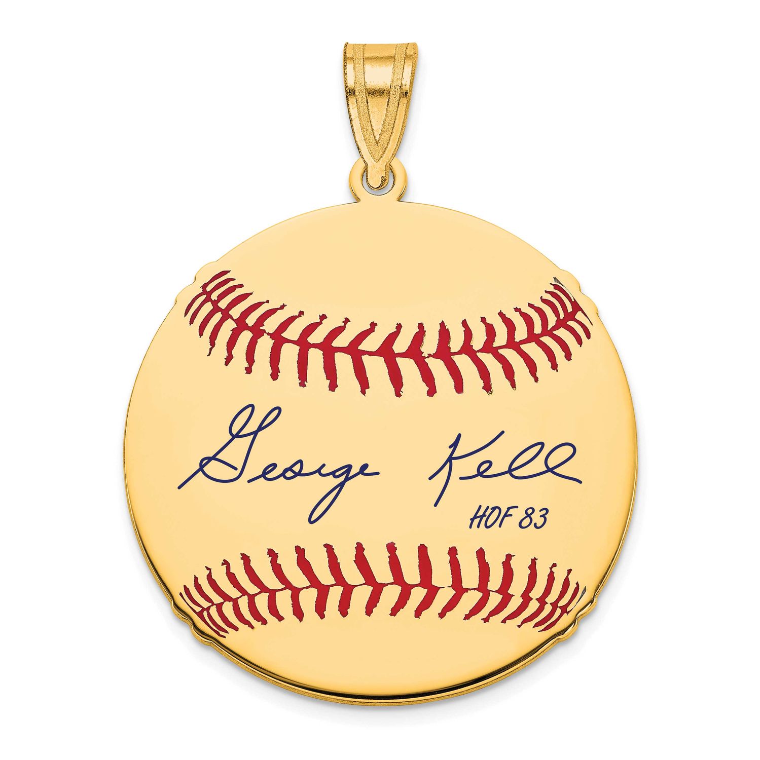 George Kell Hall of Fame Signature Medium Epoxy Baseball Pendant Gold-plated Sterling Silver GPHF10…