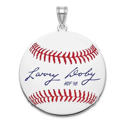 Larry Doby Hall of Fame Signature Large Epoxy Baseball Pendant Sterling Silver SSHF02LD98, UPC: