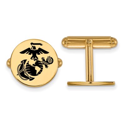 U.S. Marine Corps Epoxied Disc Cufflink Gold-plated Sterling Silver GP026USMC, UPC: 191101485435