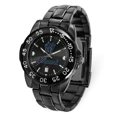 MLB Miami Marlins Fantom Gunmetal Finish Alloy Watch with Date Gametime XWM3406, UPC: 82652866838