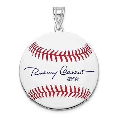 Rod Carew Hall of Fame Signature Medium Epoxy Baseball Pendant Sterling Silver SSHF10RC91, UPC: