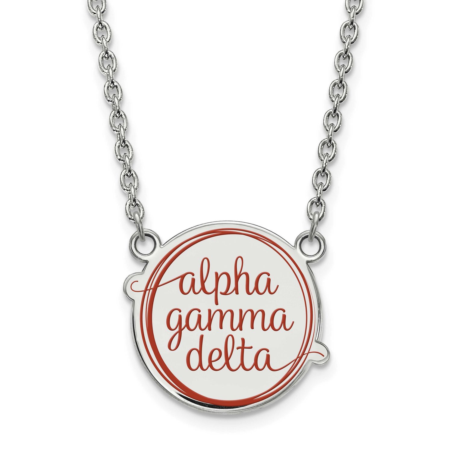 Alpha Gamma Delta Small Enl Pend with Necklace Sterling Silver Rhodium-plated SS015AGD-18, UPC: 886…