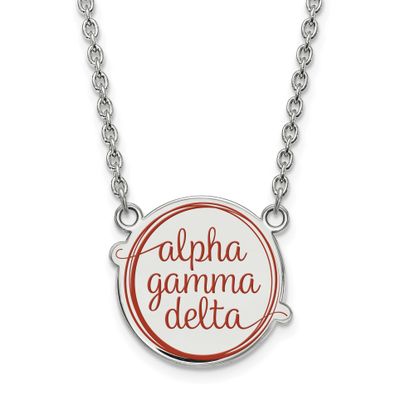 Alpha Gamma Delta Small Enl Pend with Necklace Sterling Silver Rhodium-plated SS015AGD-18, UPC: 886…