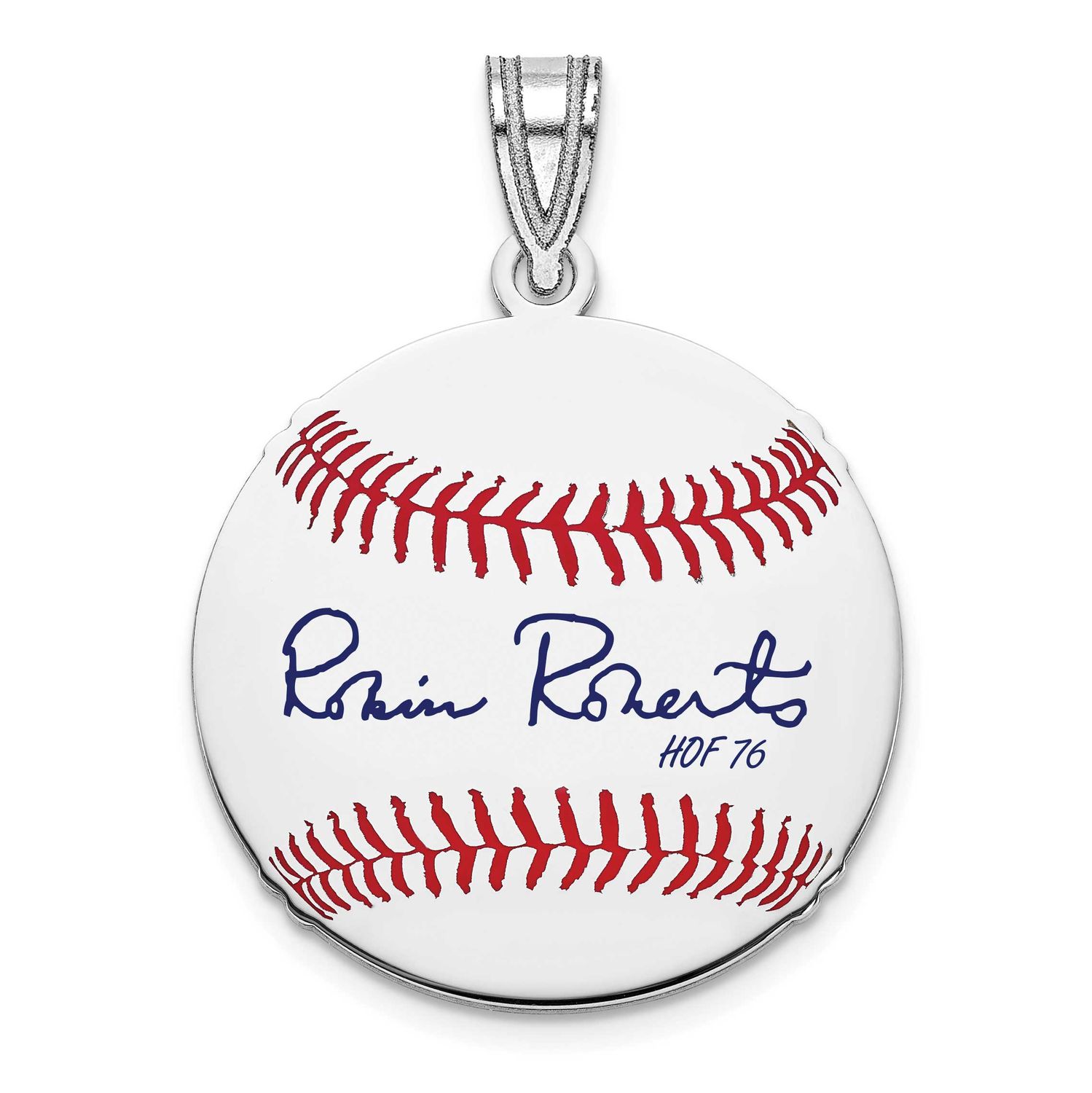 Robin Roberts Hall of Fame Signature Small Epoxy Baseball Pendant Sterling Silver SSHF11RR76, UPC: