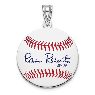 Robin Roberts Hall of Fame Signature Small Epoxy Baseball Pendant Sterling Silver SSHF11RR76, UPC: