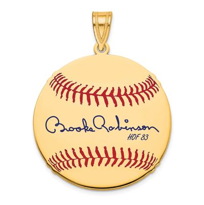 Brooks Robinson Hall of Fame Signature Medium Epoxy Baseball Pendant 10k Gold 1YHF10BR83, UPC: