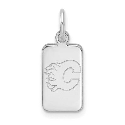 NHL Calgary Flames Tag Pendant Sterling Silver Rhodium-plated SS125FLA, UPC: 196904185018