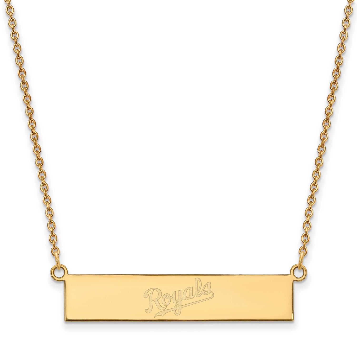 Kansas City Royals Team Script Bar 18 Inch Necklace Gold-plated Sterling Silver GP041ROY-18, UPC: 1…