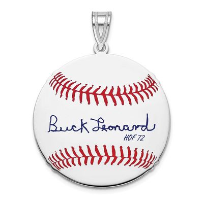 Buck Leonard Hall of Fame Signature Medium Epoxy Baseball Pendant Sterling Silver SSHF10BL72, UPC: