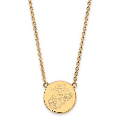 U.S. Marine Corps Split Chain Disc Pendant 14k Gold 4Y013USMC-18, UPC: 191101485053