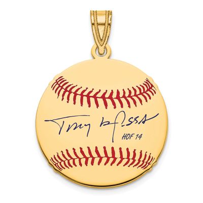 Tony La Russa Hall of Fame Signature Small Epoxy Baseball Pendant Gold-plated Sterling Silver GPHF1…