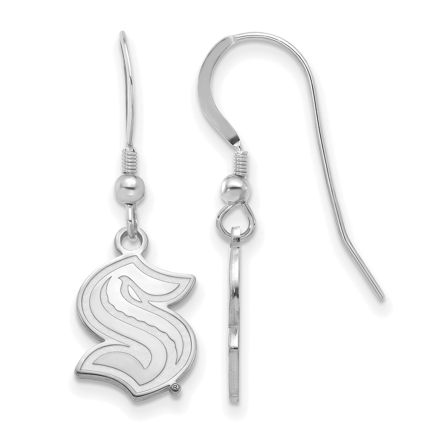 NHL Seattle Kraken Sm Dangle Earrings Sterling Silver Rhodium-plated SS007KRA, UPC: