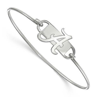 University of Alabama Letter A Medium Center 7 Inch Wire Bangle Sterling Silver Rhodium-plated SS02…