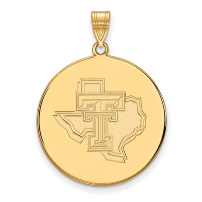 Texas Tech University State Outline Extra Large Disc Pendant 14k Gold 4Y077TXT, UPC: 886774888408