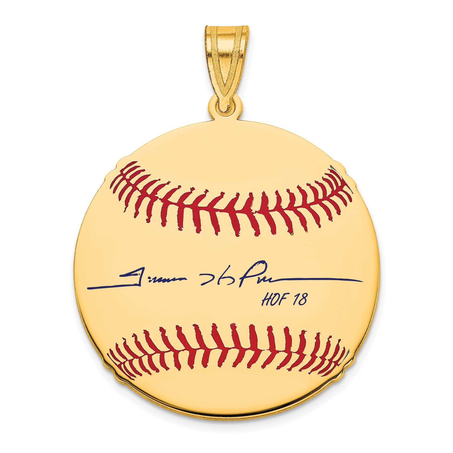 Trevor Hoffman Hall of Fame Signature Medium Epoxy Baseball Pendant 14k Gold 4YHF10TH18, UPC: