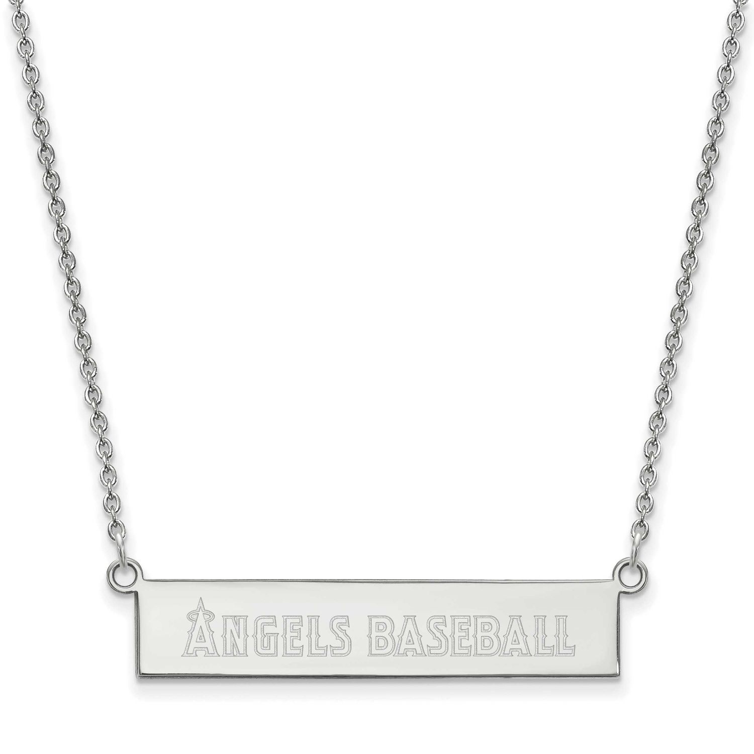 Los Angeles Angels Team Script Bar 18 Inch Necklace Sterling Silver Rhodium-plated SS041ANG-18, UPC…