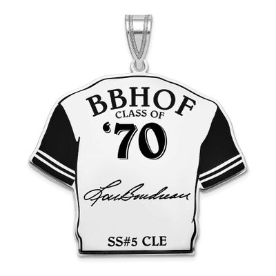 Lou Boudreau Hall of Fame Signature Epoxy Jersey Pendant Sterling Silver SSHF01LB70, UPC: