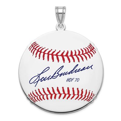 Lou Boudreau Hall of Fame Signature Large Epoxy Baseball Pendant Sterling Silver SSHF02LB70, UPC: