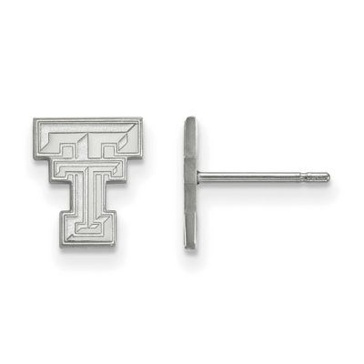 Texas Tech University T-T Extra Small Post Earrings 10k White Gold 1W008TXT, UPC: 886774776750
