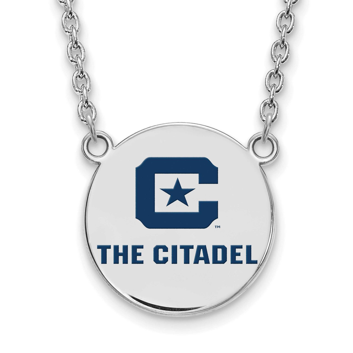 The Citadel Large Enamel Pendant with Necklace Sterling Silver Rhodium-plated SS040TCI-18, UPC: 886…