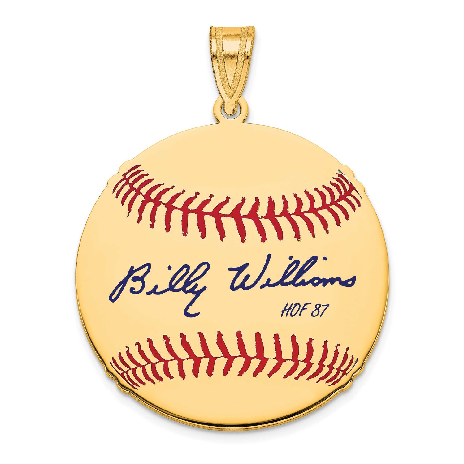 Billy Williams Hall of Fame Signature Medium Epoxy Baseball Pendant Gold-plated Sterling Silver GPH…
