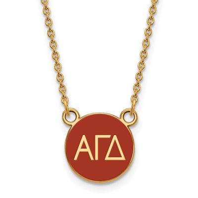 Alpha Gamma Delta Sm Enl Pend with Necklace Gold-plated Sterling Silver GP029AGD-18, UPC: 886774932…