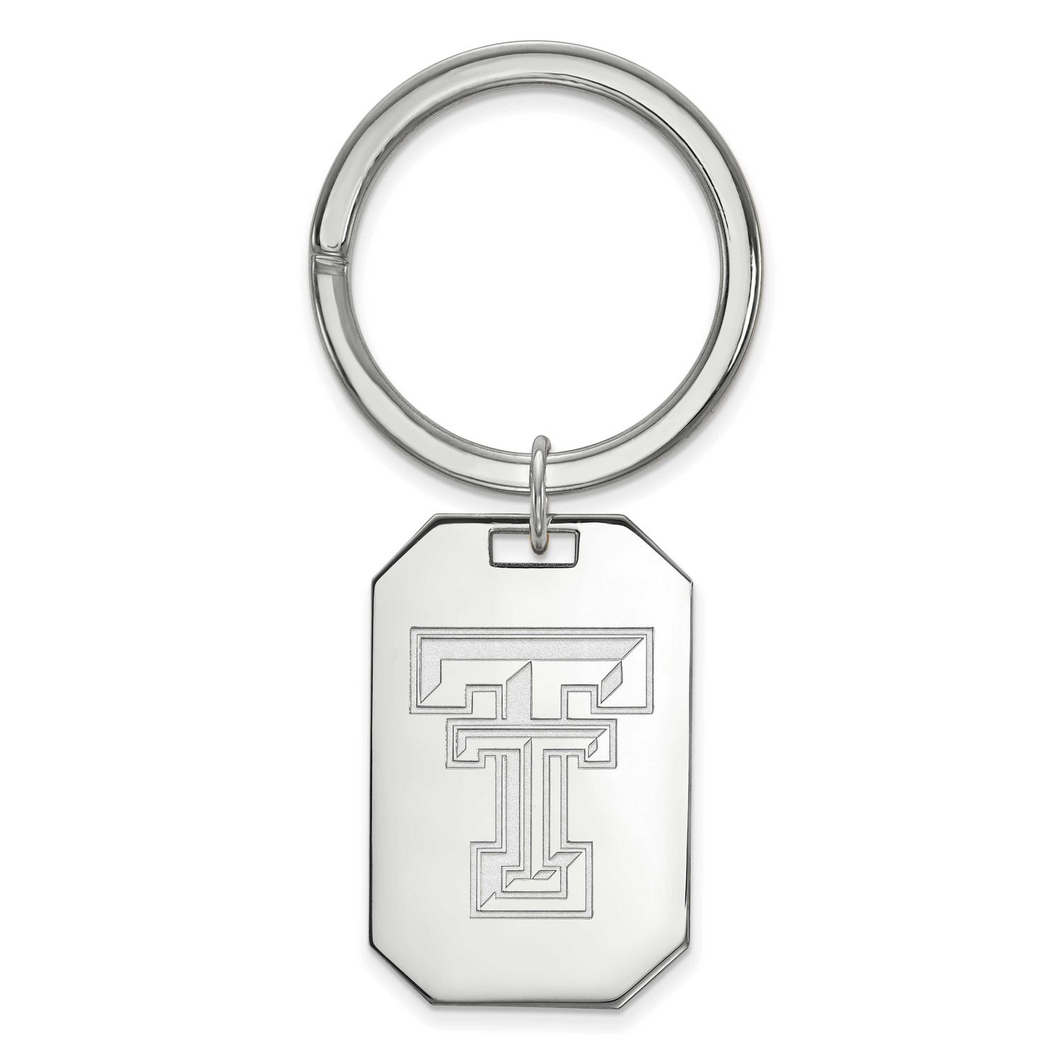 Texas Tech University T-T Key Ring Sterling Silver Rhodium-plated SS026TXT, UPC: 886774701295