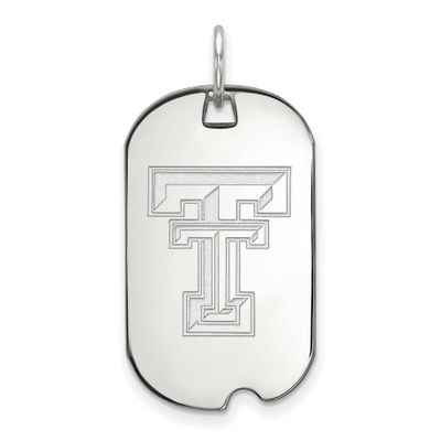 Texas Tech University T-T Small Dog Tag Pendant 14k White Gold 4W027TXT, UPC: 886774845227