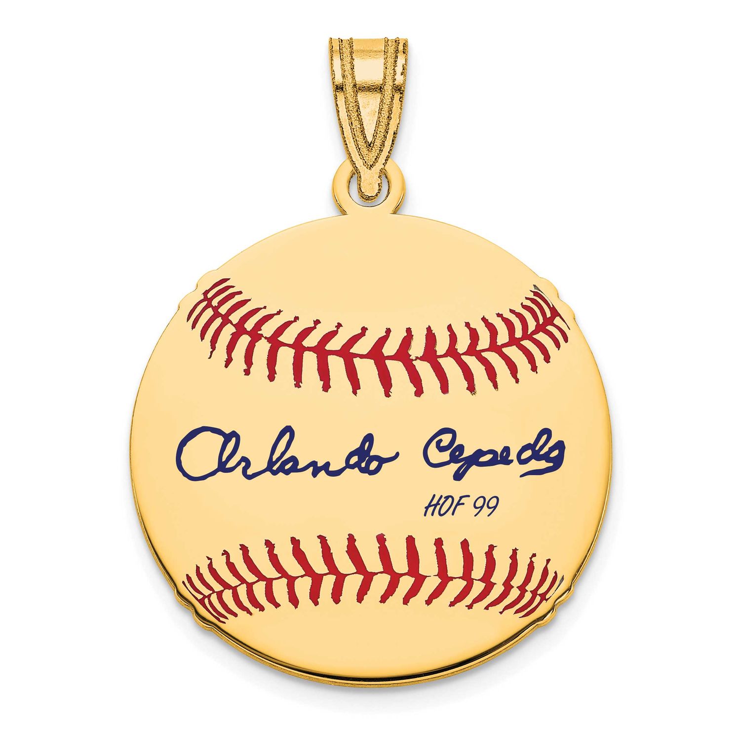 Orlando Cepeda Hall of Fame Signature Small Epoxy Baseball Pendant 10k Gold 1YHF11OC99, UPC:
