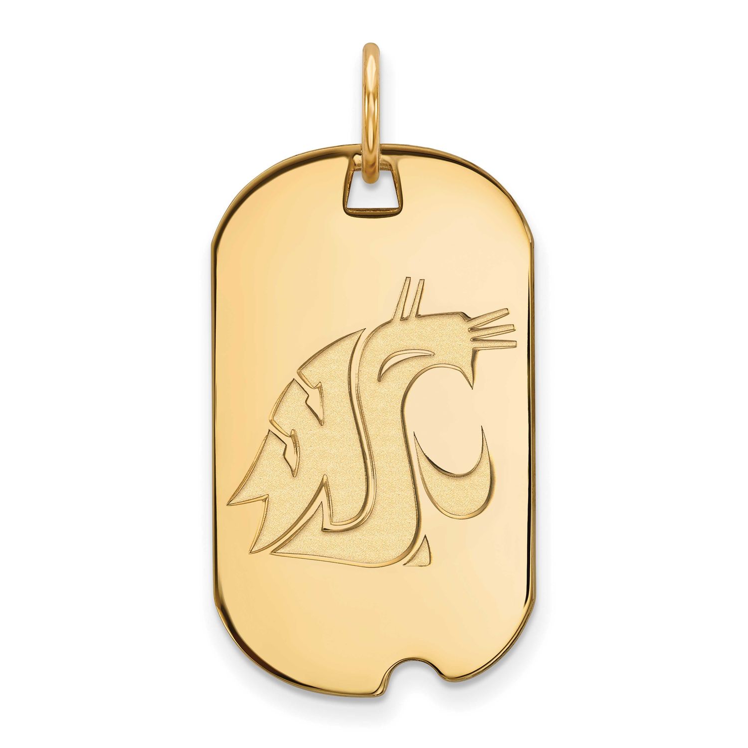 Washington State University Cougar Small Dog Tag Pendant Gold-plated Sterling Silver GP020WAS, UPC:…