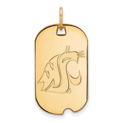 Washington State University Cougar Small Dog Tag Pendant Gold-plated Sterling Silver GP020WAS, UPC:…