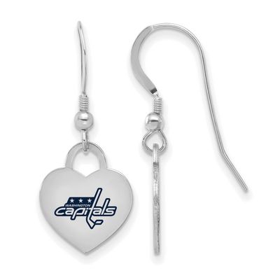 NHL Washington Capitals Enamel Heart Dangle Earrings Sterling Silver Rhodium-plated SS129CAP, UPC: …