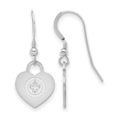 NHL Winnipeg Jets Heart Dangle Earrings Sterling Silver Rhodium-plated SS128JTS, UPC: 196904183793