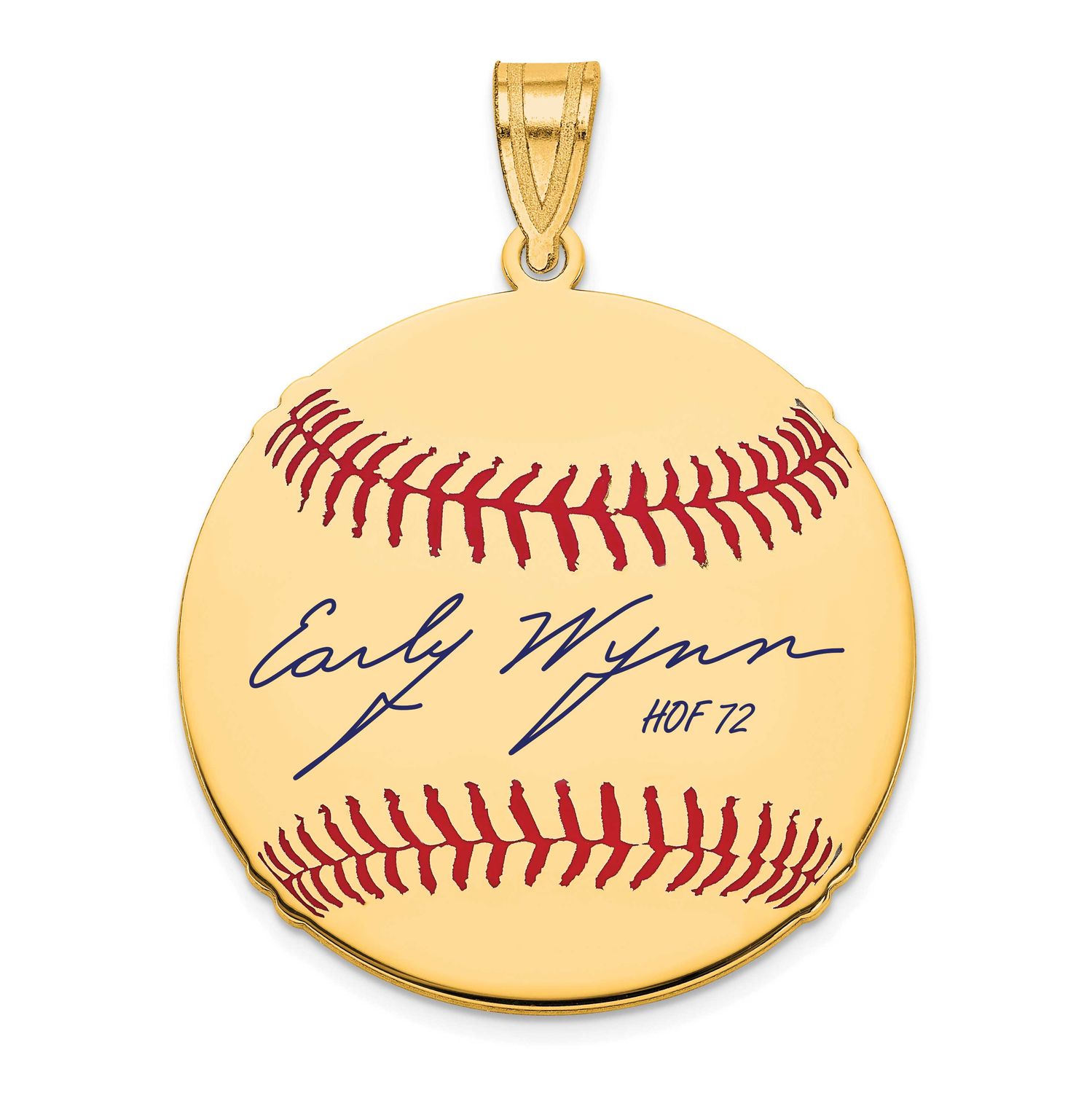 Early Wynn Hall of Fame Signature Medium Epoxy Baseball Pendant Gold-plated Sterling Silver GPHF10E…