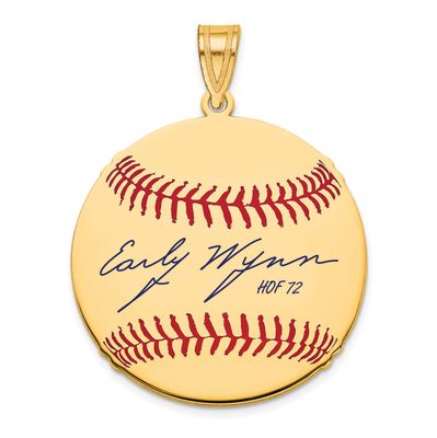 Early Wynn Hall of Fame Signature Medium Epoxy Baseball Pendant Gold-plated Sterling Silver GPHF10E…