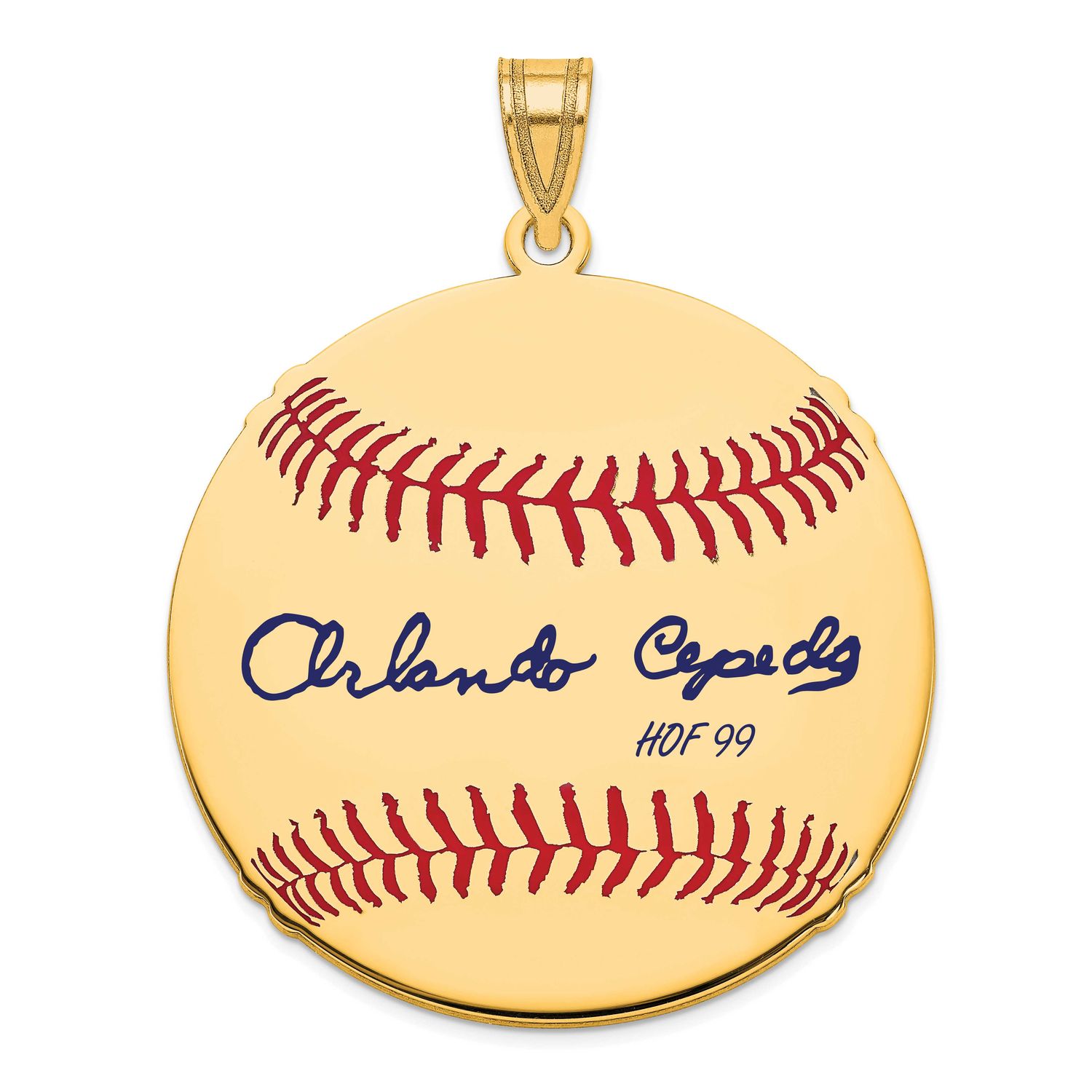 Orlando Cepeda Hall of Fame Signature Large Epoxy Baseball Pendant 14k Gold 4YHF02OC99, UPC: