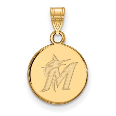 MLB Miami Marlins Letter M And Marlin Small Disc Pendant 10k Gold 1Y012MIN, UPC: 886774808444